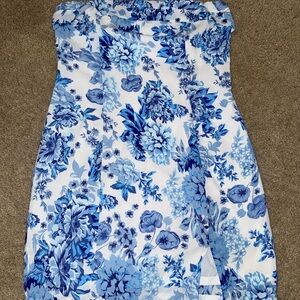 That’s so fetch mini blue and white dress